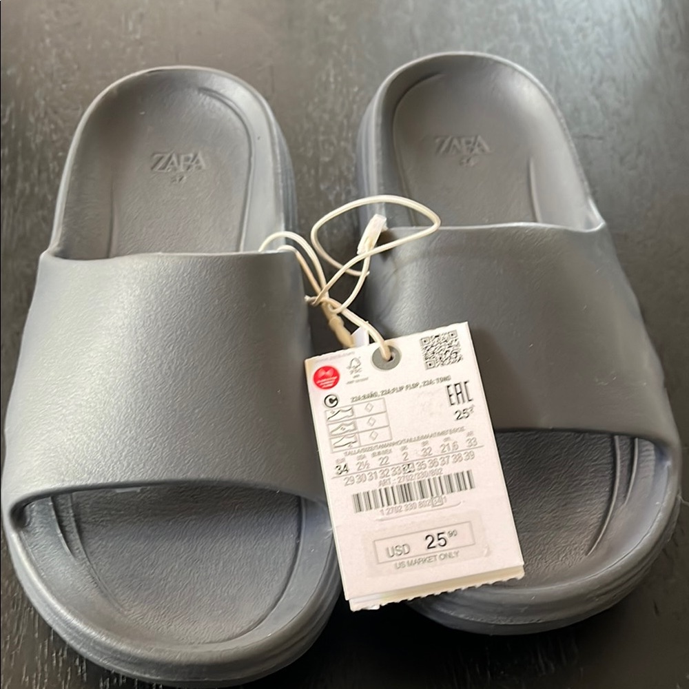 Zara Charcoal Slide Sandals
